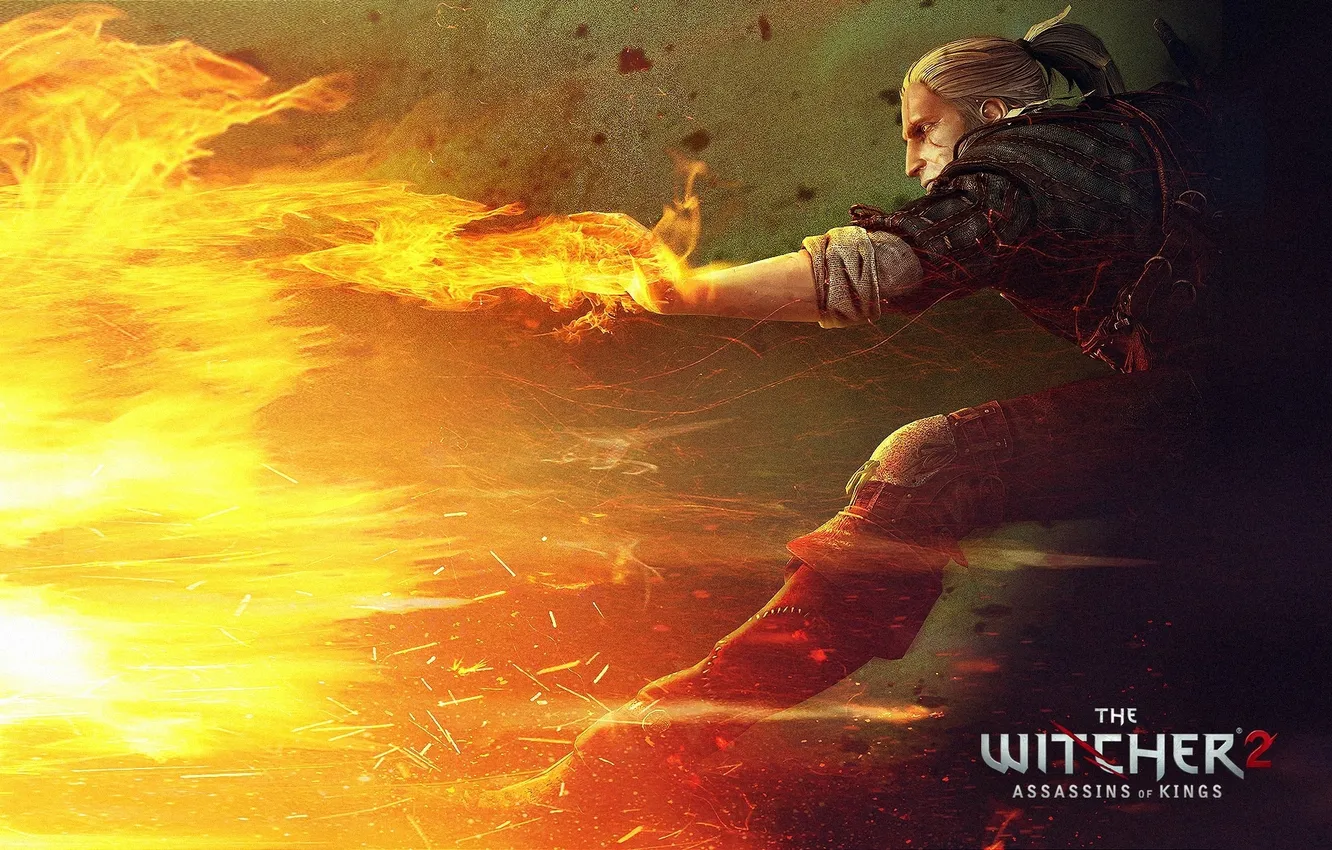 Фото обои игры, огонь, Геральт, the Witcher 2: Assassins of the kings