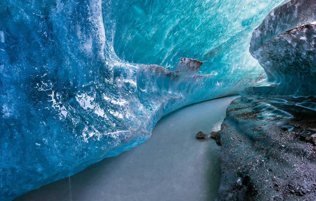 Фото обои ледник, Аляска, США, Матануска, ледяной туннель