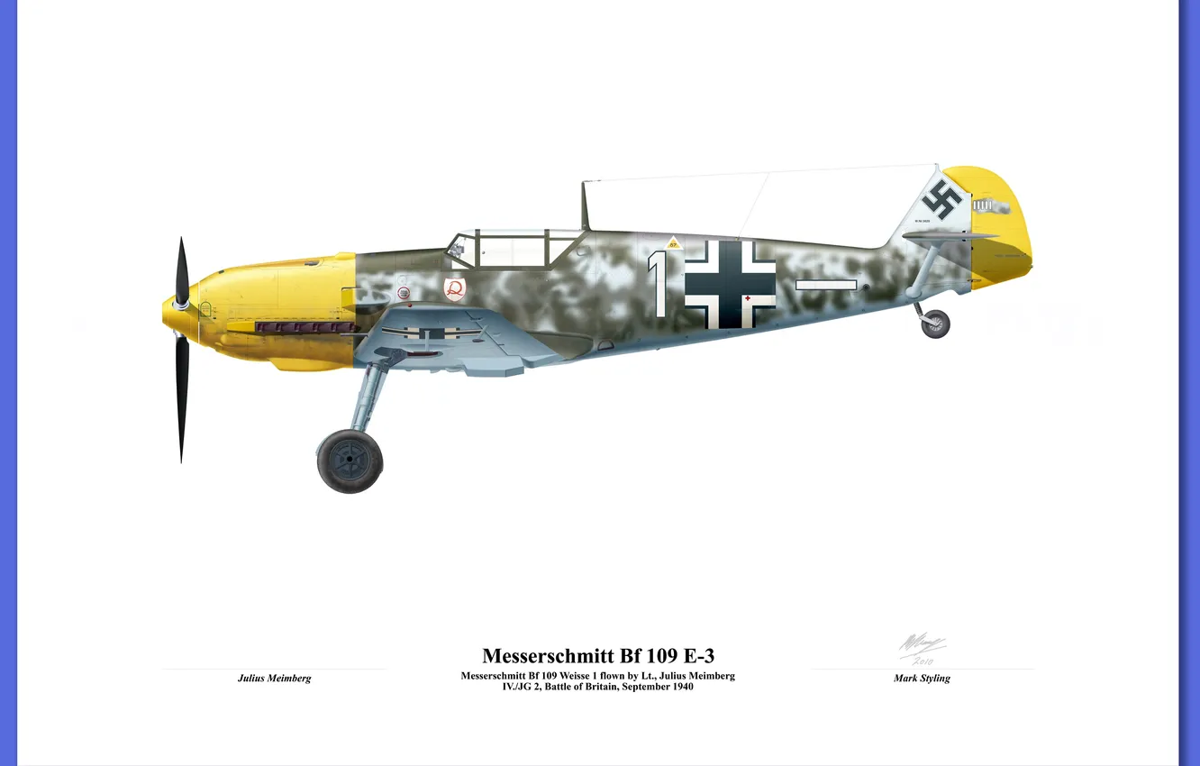 Фото обои military, illustration, avion, josef Priller bf 109