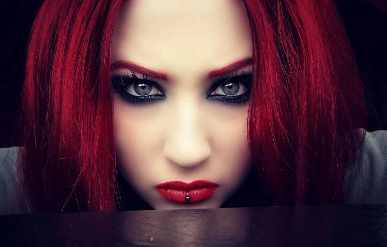 Фото обои red, girl, beautiful