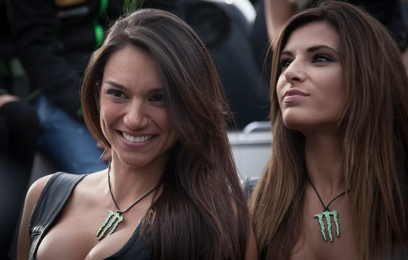 Фото обои Brunette, Girls, Beauty, Moto GP