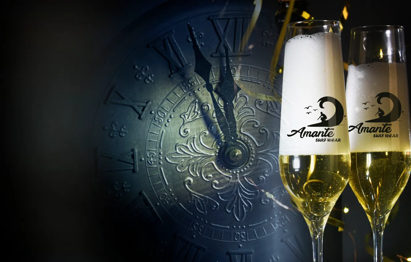 Фото обои logo, champagne glass, amante, Reveillon