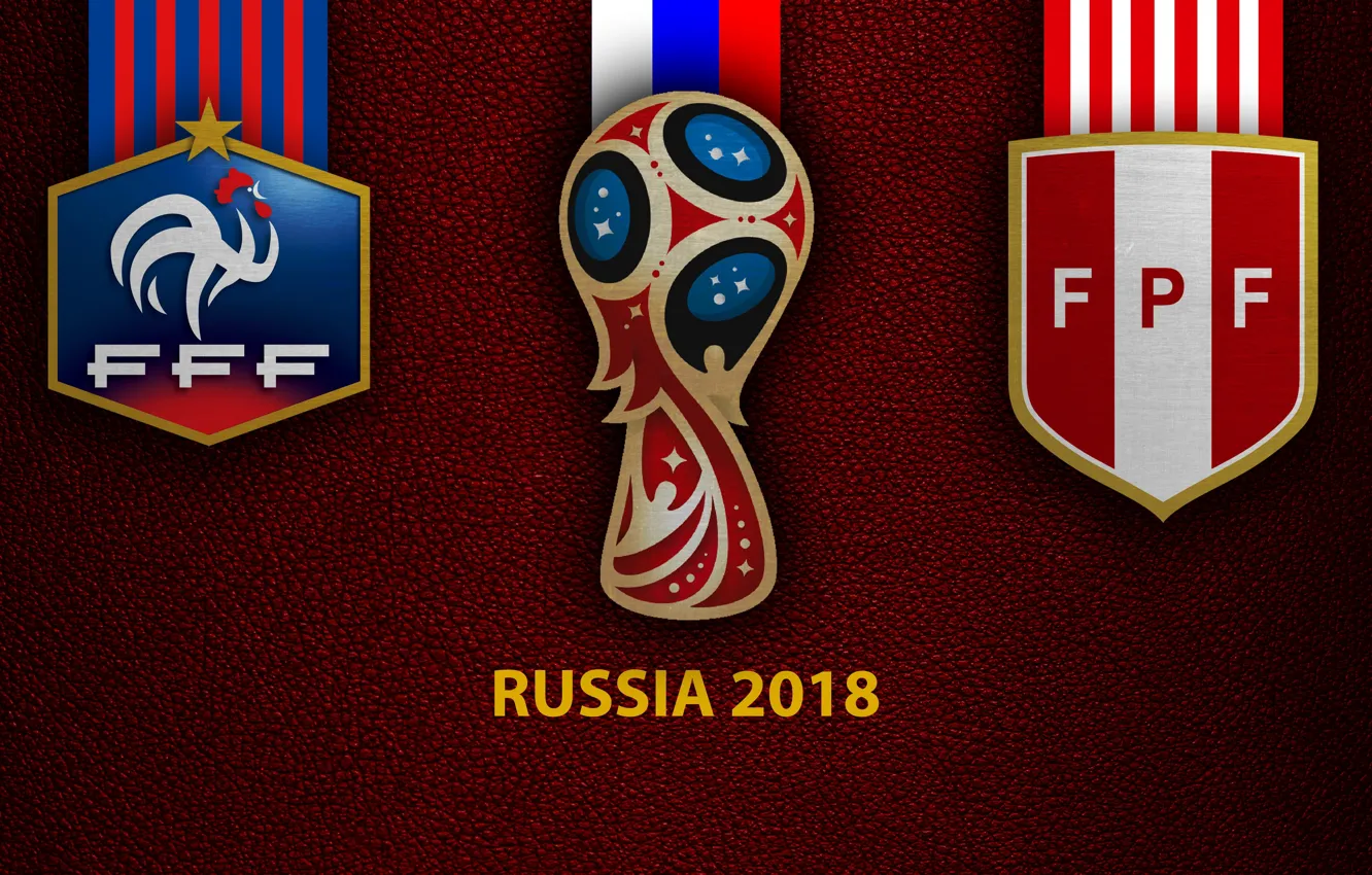 Фото обои wallpaper, sport, logo, football, FIFA World Cup, Russia 2018, France vs Peru
