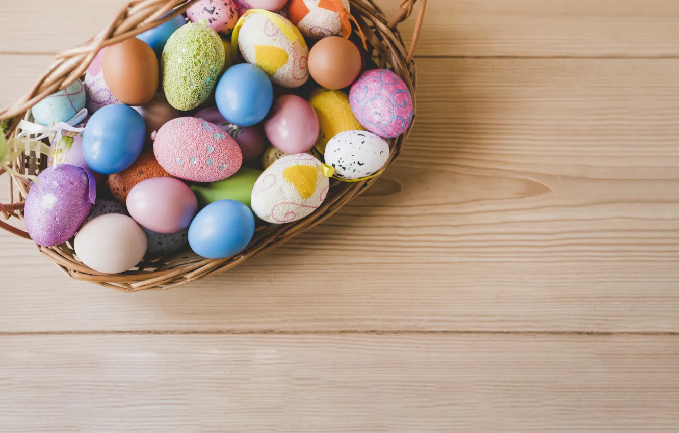 Фото обои праздник, яйца, Пасха, Корзина, православный праздник