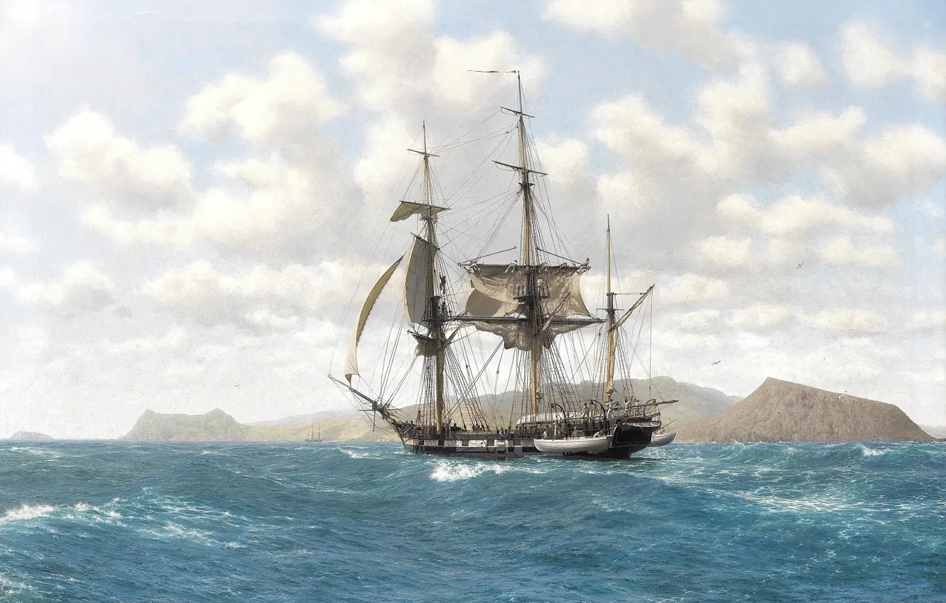 Фото обои море, корабль, парусник