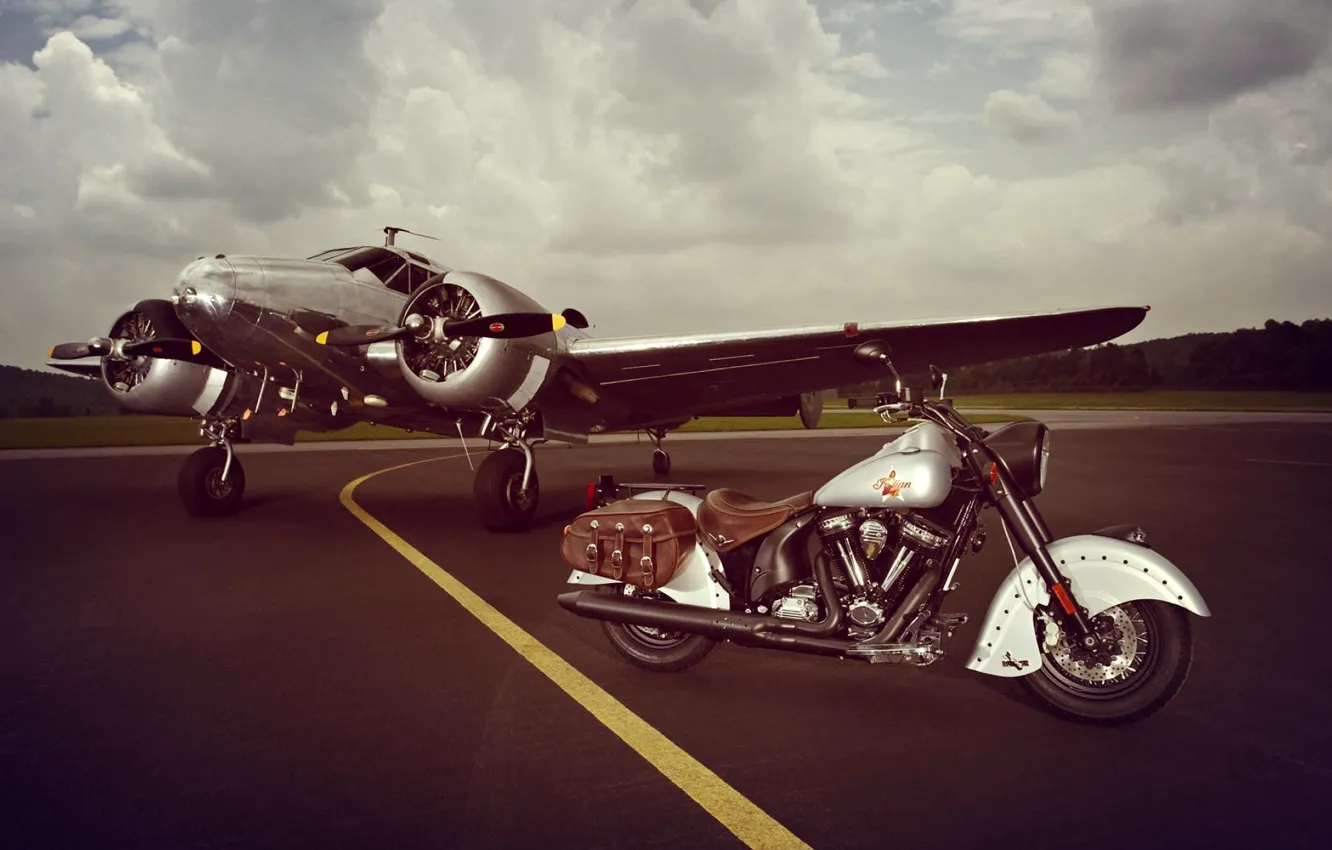 Фото обои Indian, Aircraft, Motorcycle