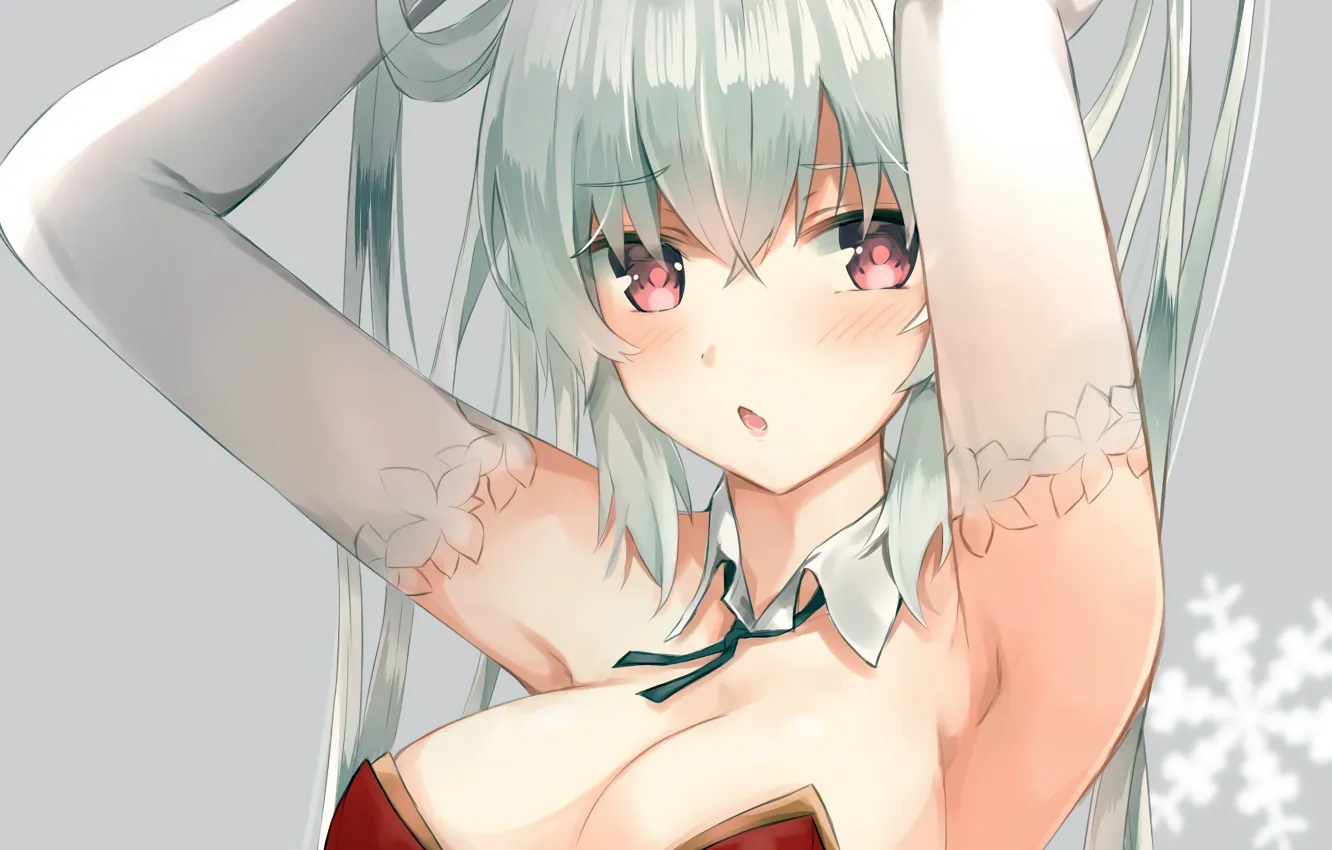 Фото обои girl, sexy, cleavage, long hair, boobs, anime, beautiful, pretty