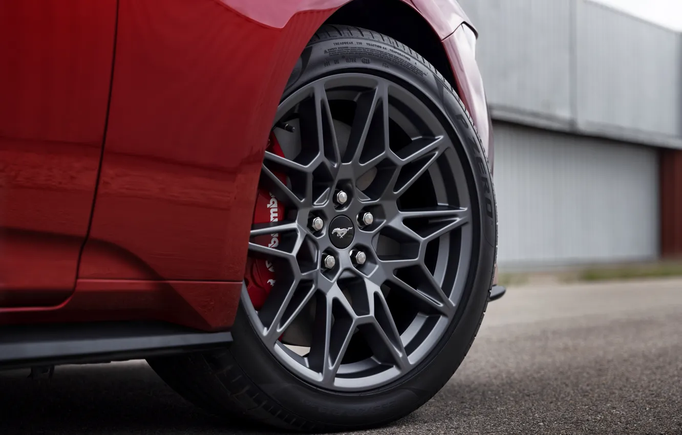 Фото обои Mustang, Ford, close-up, wheel, 2024, Ford Mustang GT Convertible