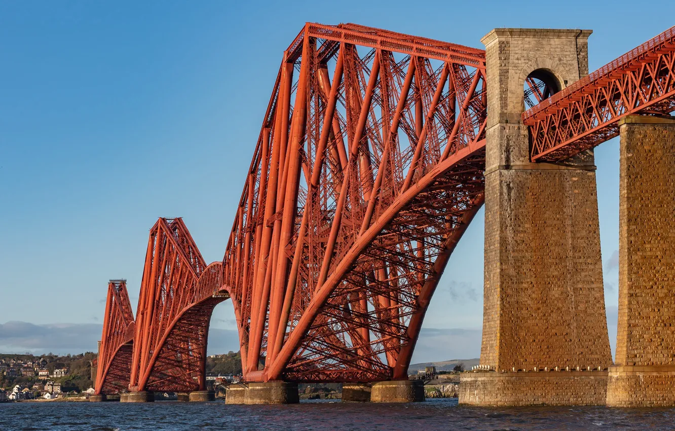 Фото обои мост, Шотландия, залив, Scotland, Forth Bridge, Форт-Бридж, Залив Ферт-оф-Форт, Firth of Forth