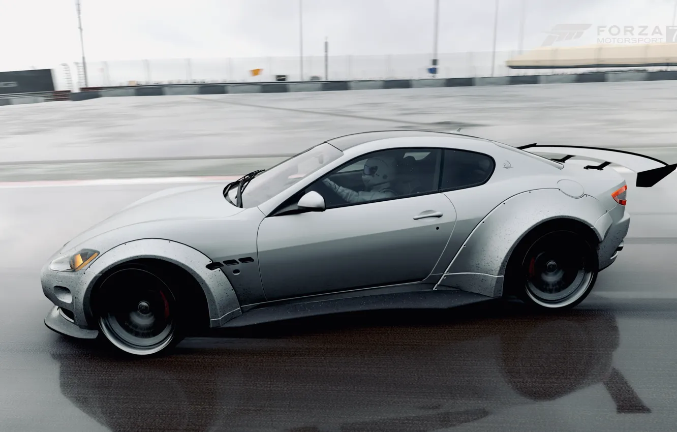 Фото обои Maserati, HDR, Drift, Rain, Game, Maserati Grant Turismo, FM7, UHD