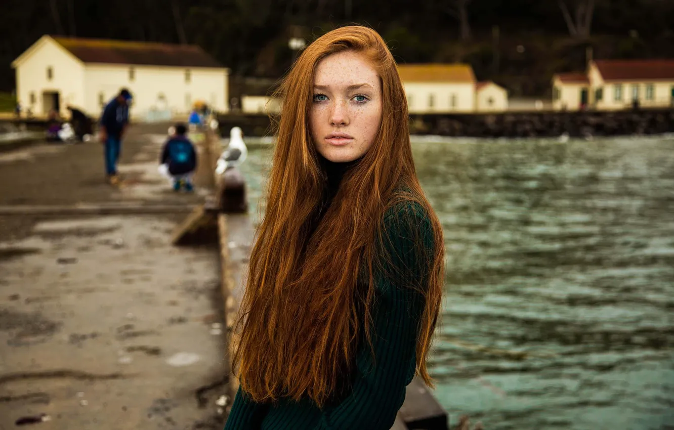 Фото обои girl, beautiful, model, redhead, long-haired