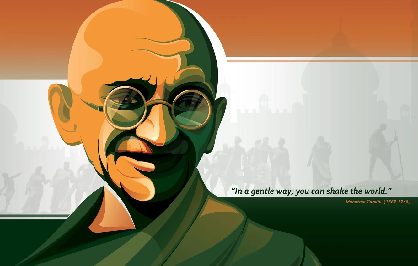 Фото обои art, Men, Mahatma Ghandi
