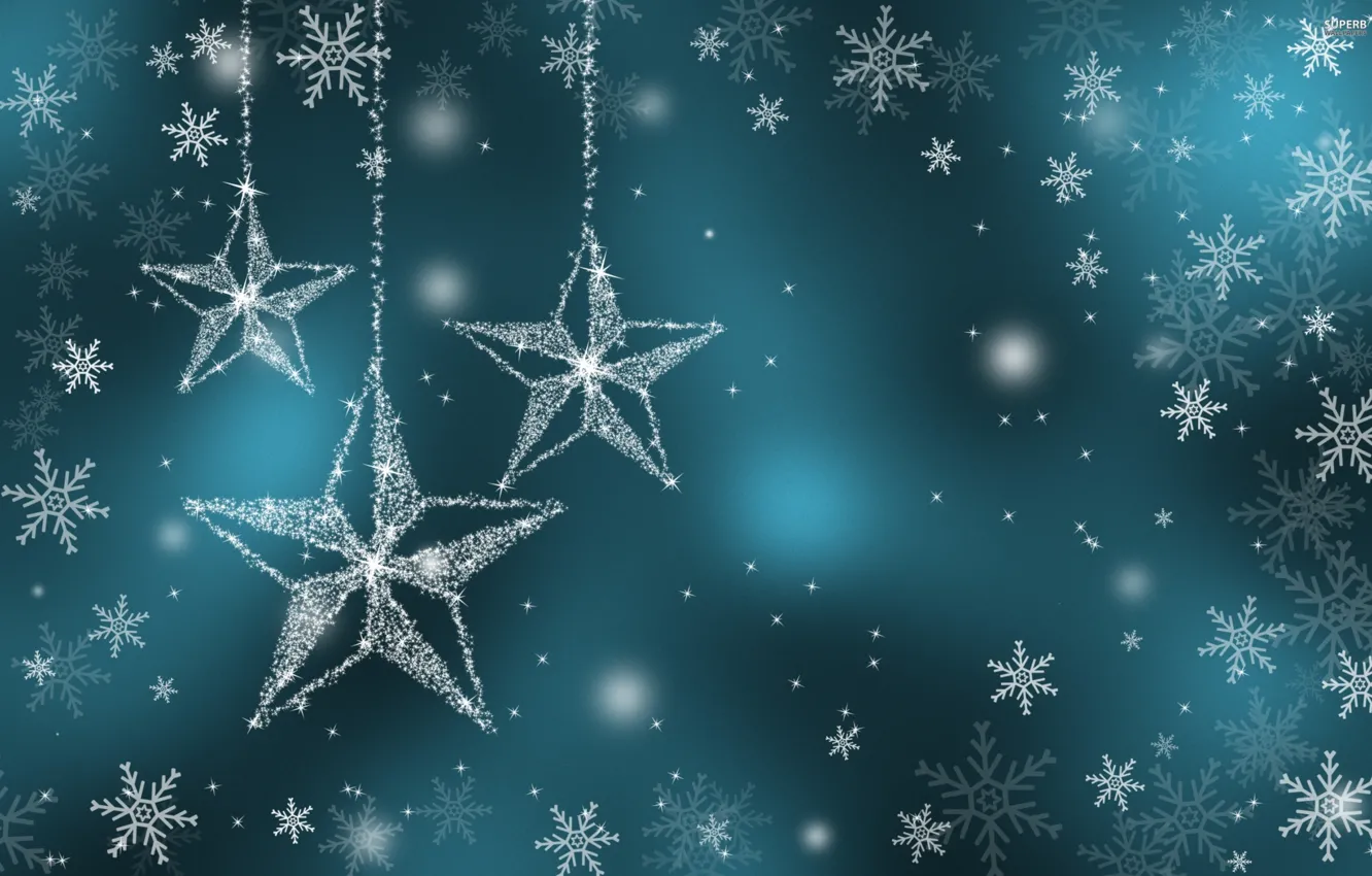 Фото обои зима, праздник, звезда, снежинка