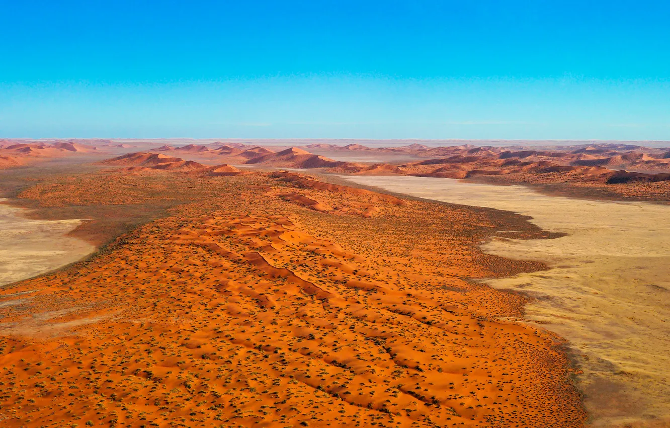 Фото обои песок, небо, парк, пустыня, горизонт, дюны, Африка, Намибия