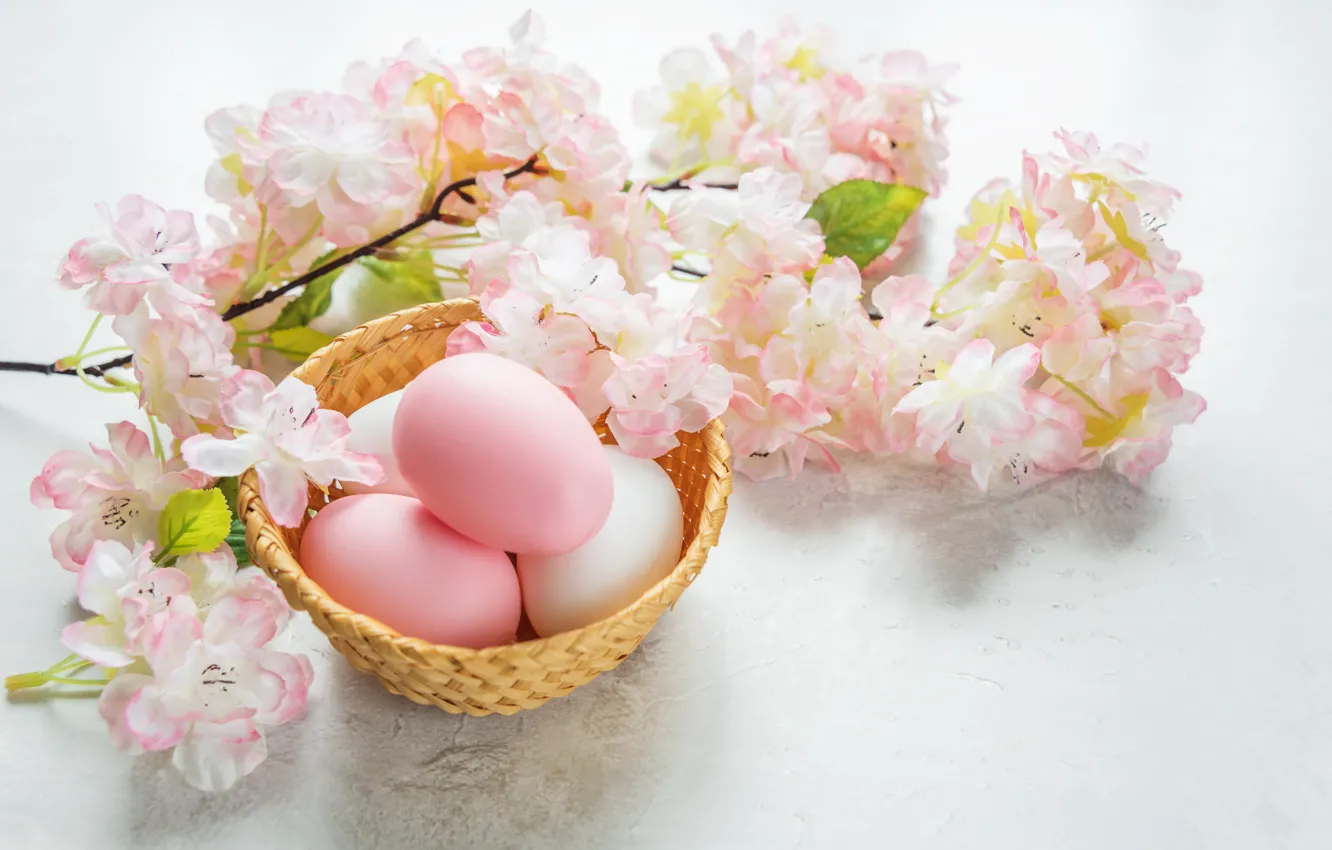 Фото обои цветы, Пасха, flowers, spring, Easter, eggs, Happy