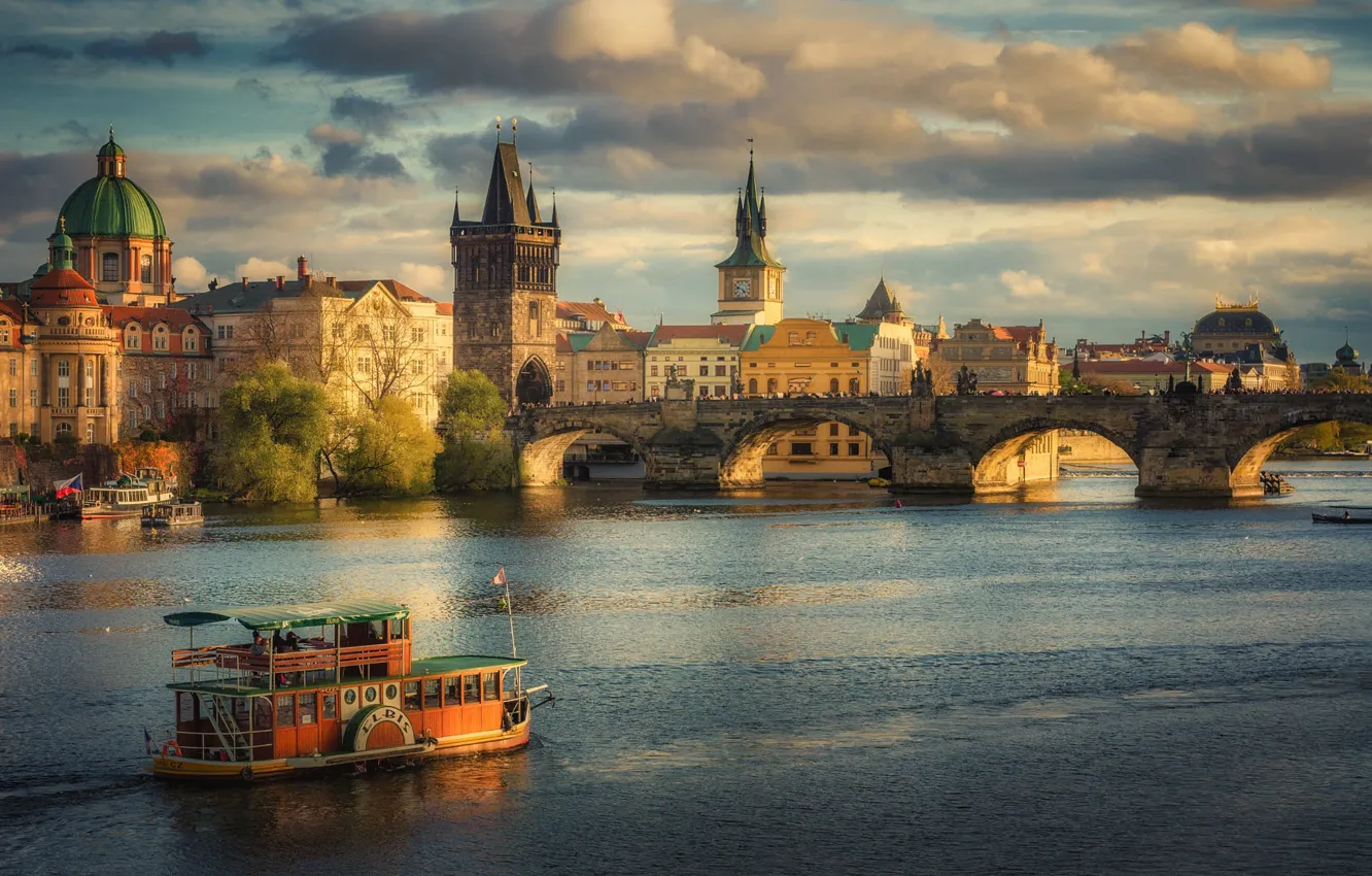 Фото обои мост, Прага, Czech Republic, The Charles Bridge in Prague