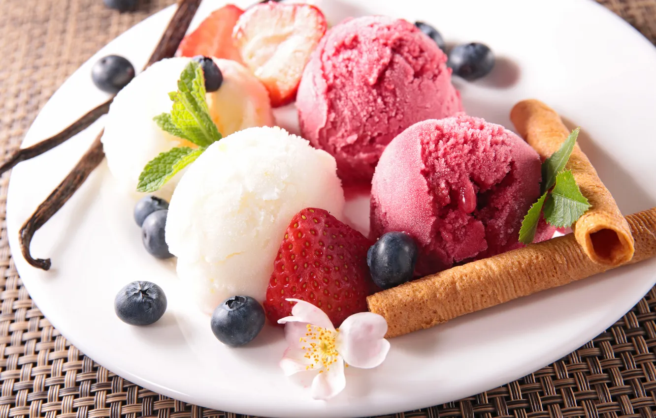 Фото обои ягоды, мороженое, fresh, десерт, сладкое, sweet, dessert, berries
