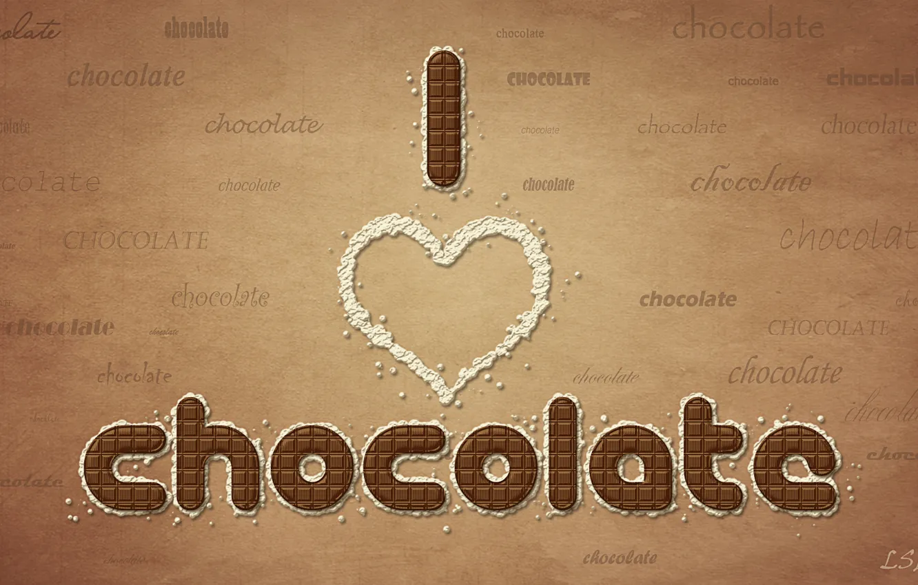 Фото обои шоколад, слова, chocolate, I love chocolate