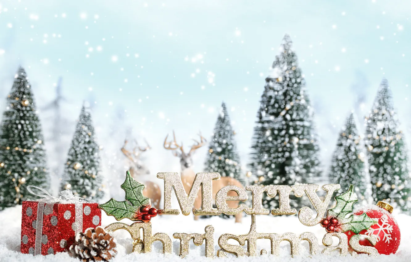 Фото обои снег, снежинки, фон, праздник, обои, елка, новый год, рождество