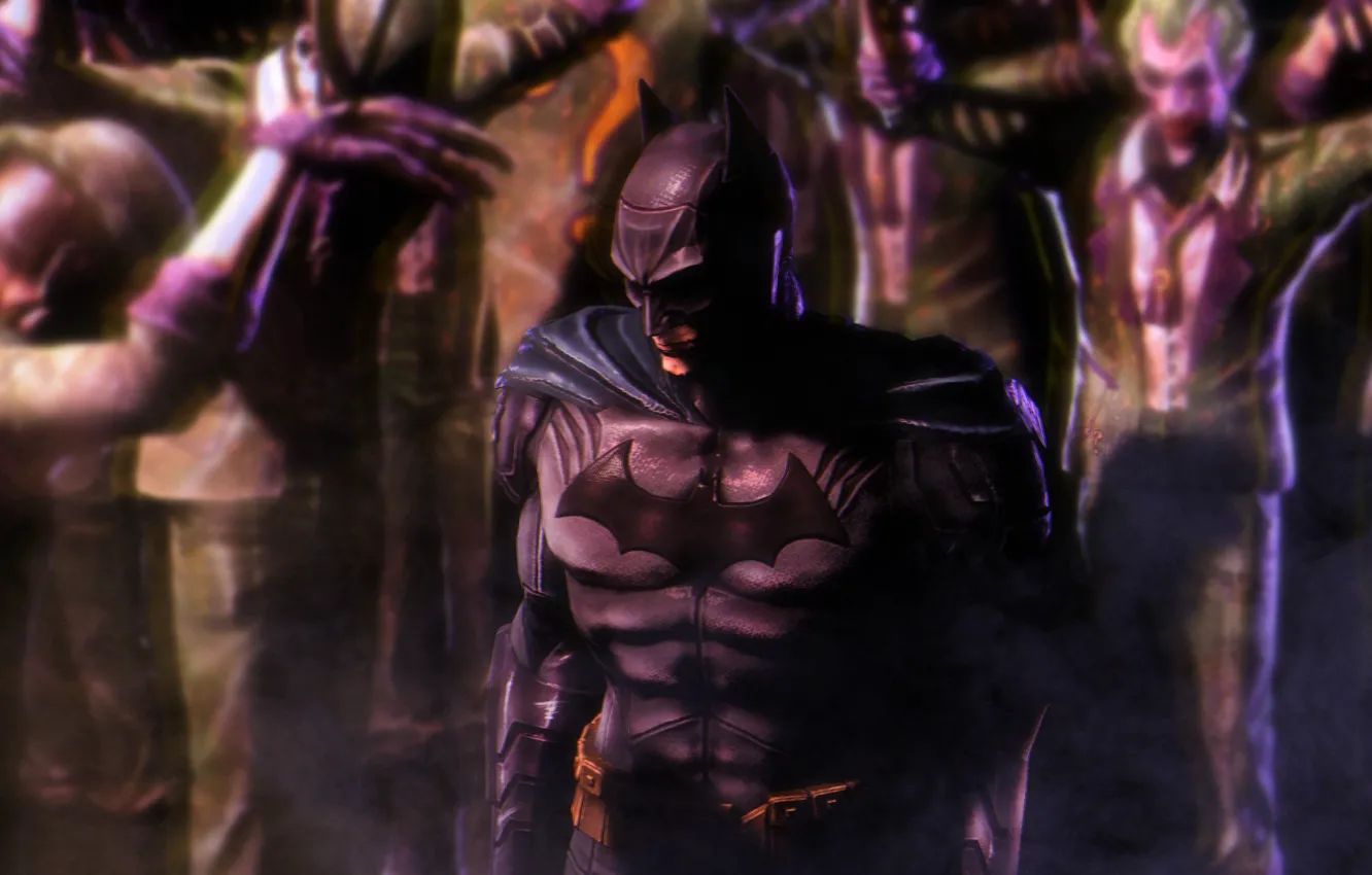Фото обои batman, костюм, joker, dc comics, bruce wayne, riddler