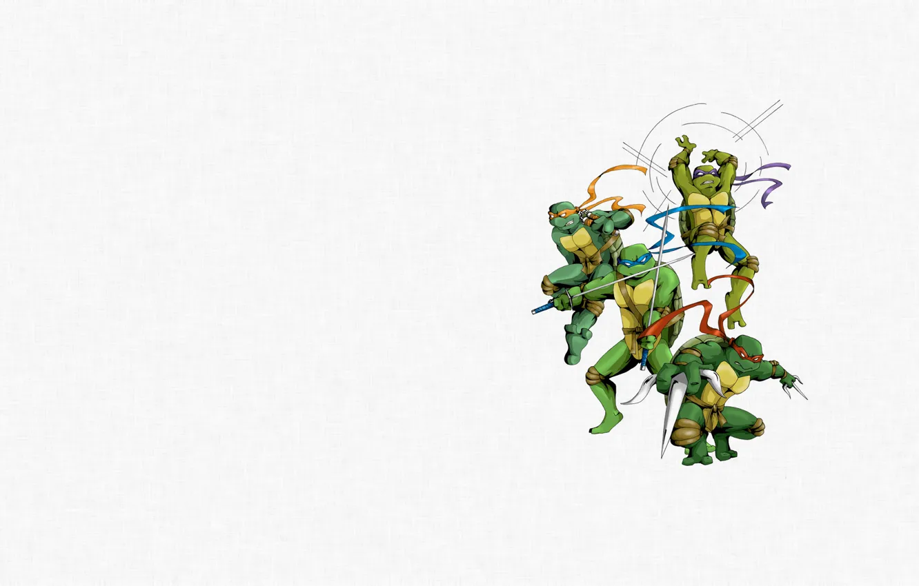 Фото обои минимализм, Черепашки-ниндзя, Raphael, Leonardo, Donatello, Teenage Mutant Ninja Turtles, Michelangelo, мутанты ниндзя черепашки