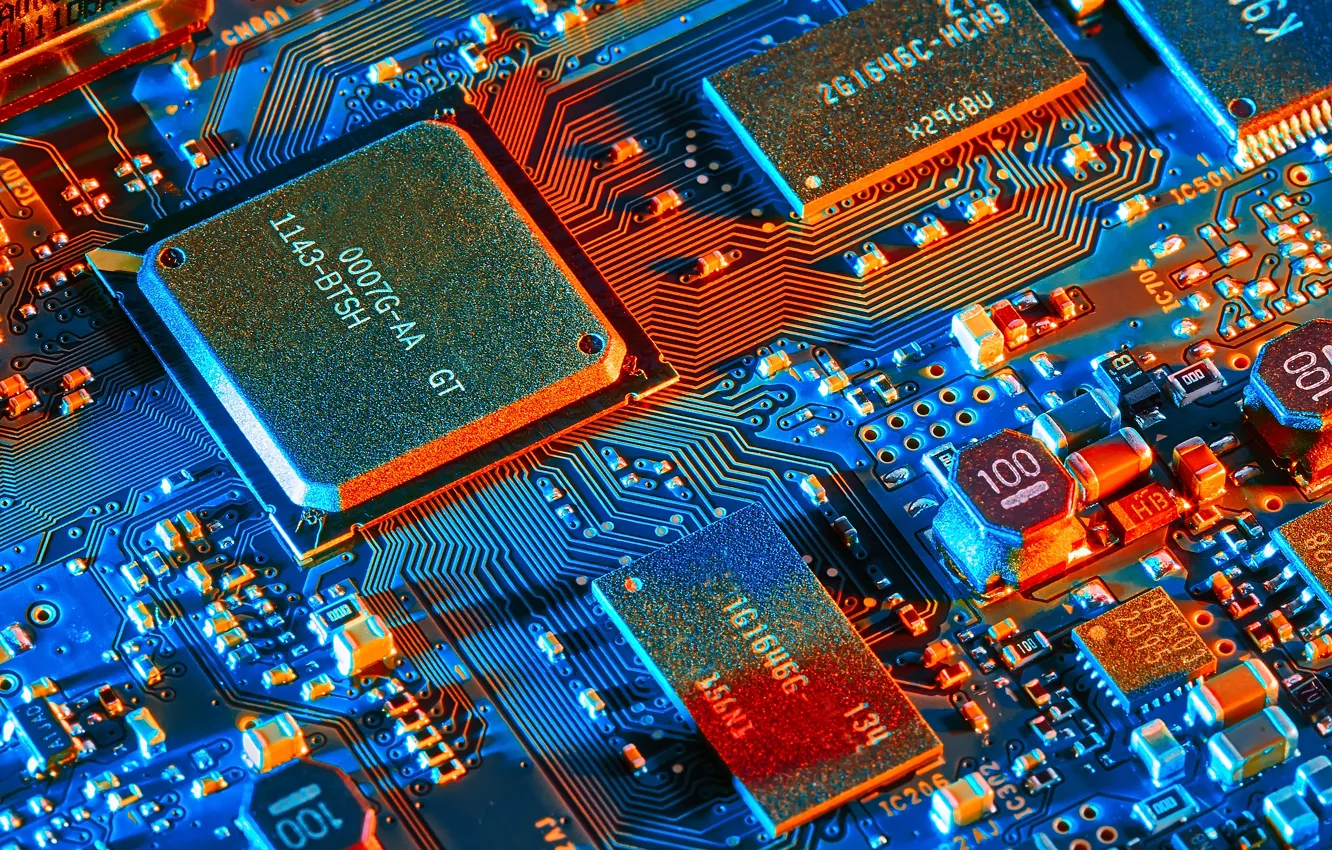 Фото обои electronics, electronic components, microprocessor, electrical circuit