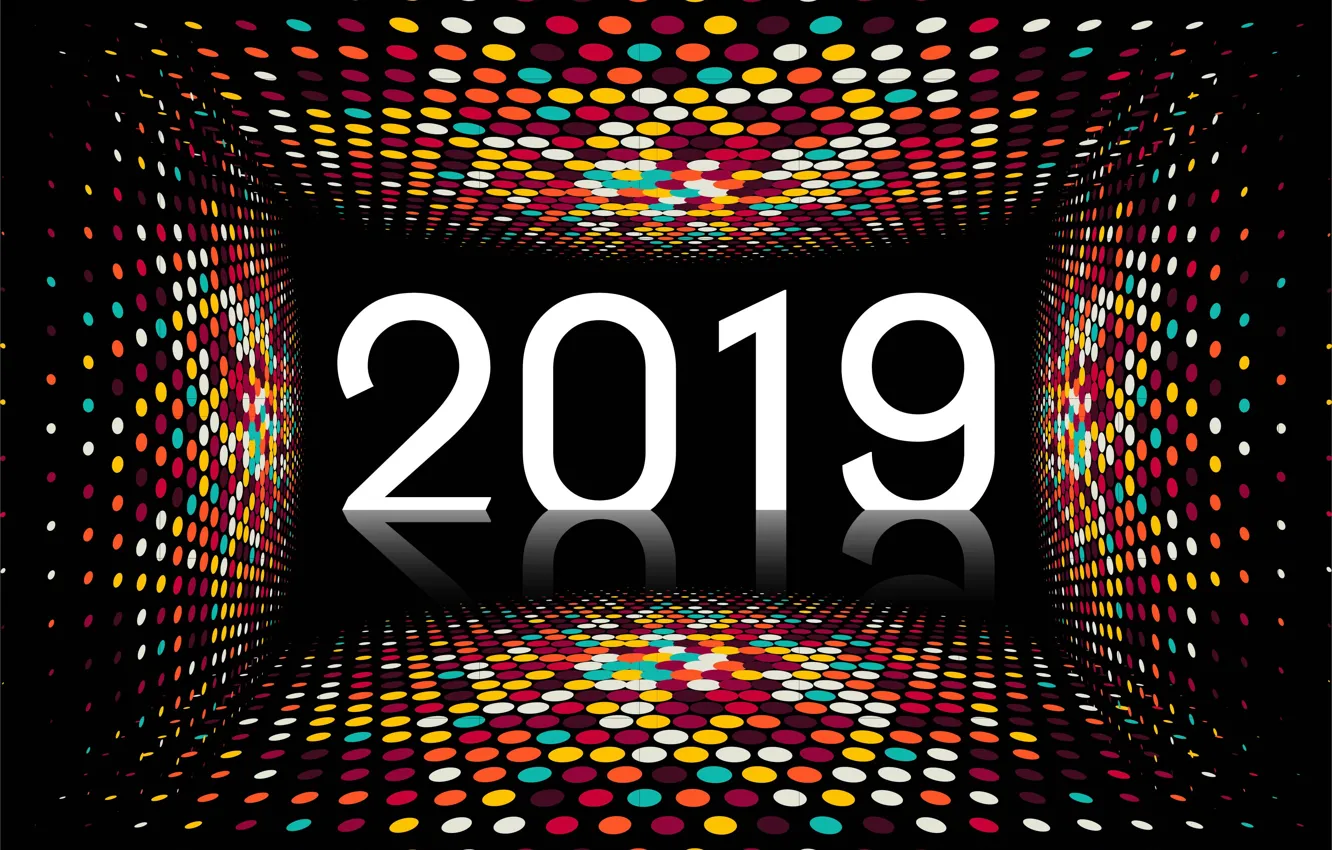 Фото обои colorful, Новый Год, цифры, черный фон, black, background, New Year, mosaic