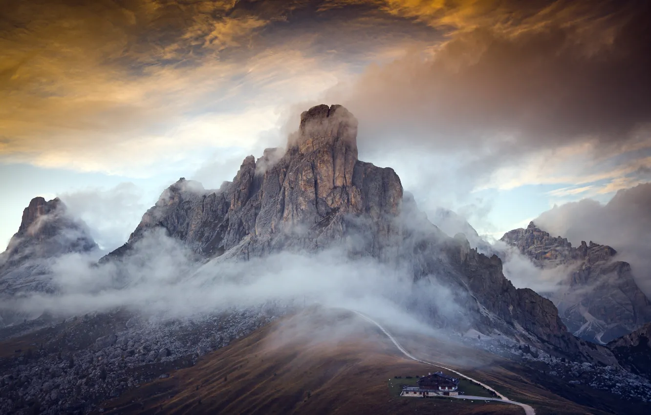 Фото обои Clouds, Landscape, Italy, Mountain, Natur, Dolomites Italy