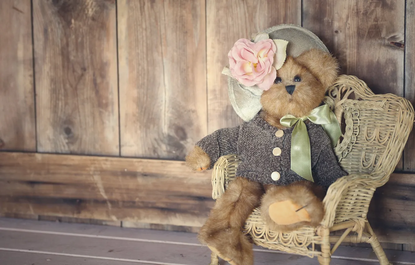Фото обои настроение, игрушка, кресло, медведь, плюшевый мишка
