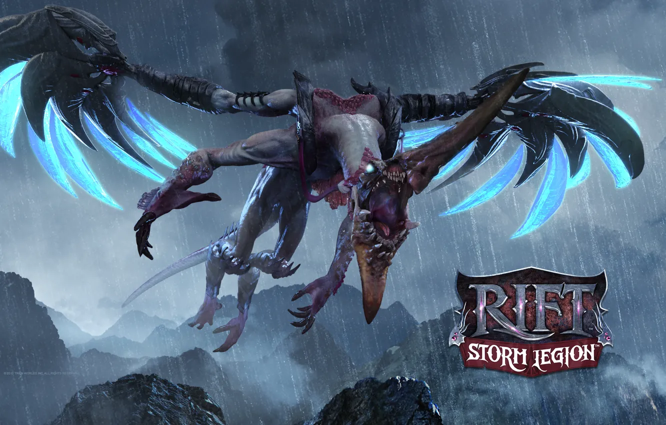 Фото обои дракон, игра, крылья, пасть, RIFT, storm legion