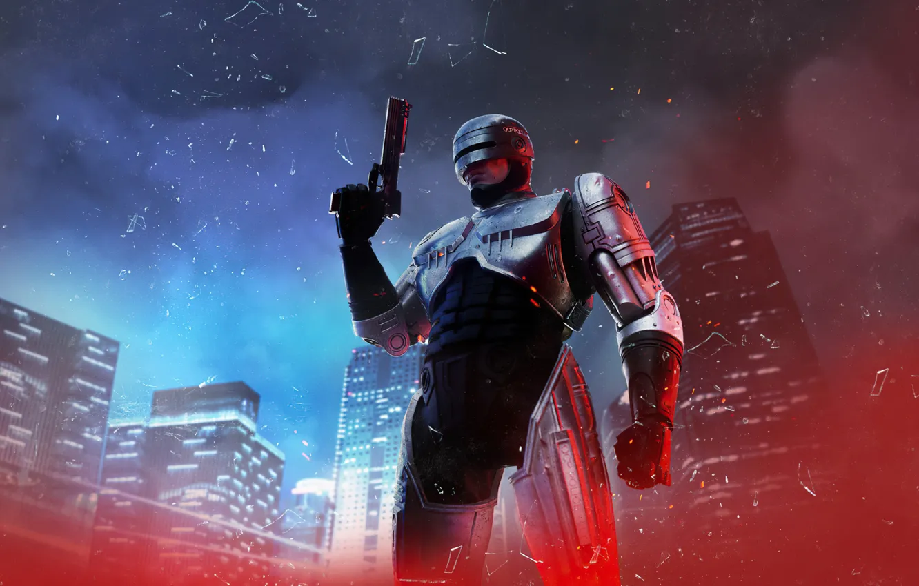 Фото обои Игра, Робот, Полиция, Police, Game, Робокоп, RoboCop Rogue City, Teyon