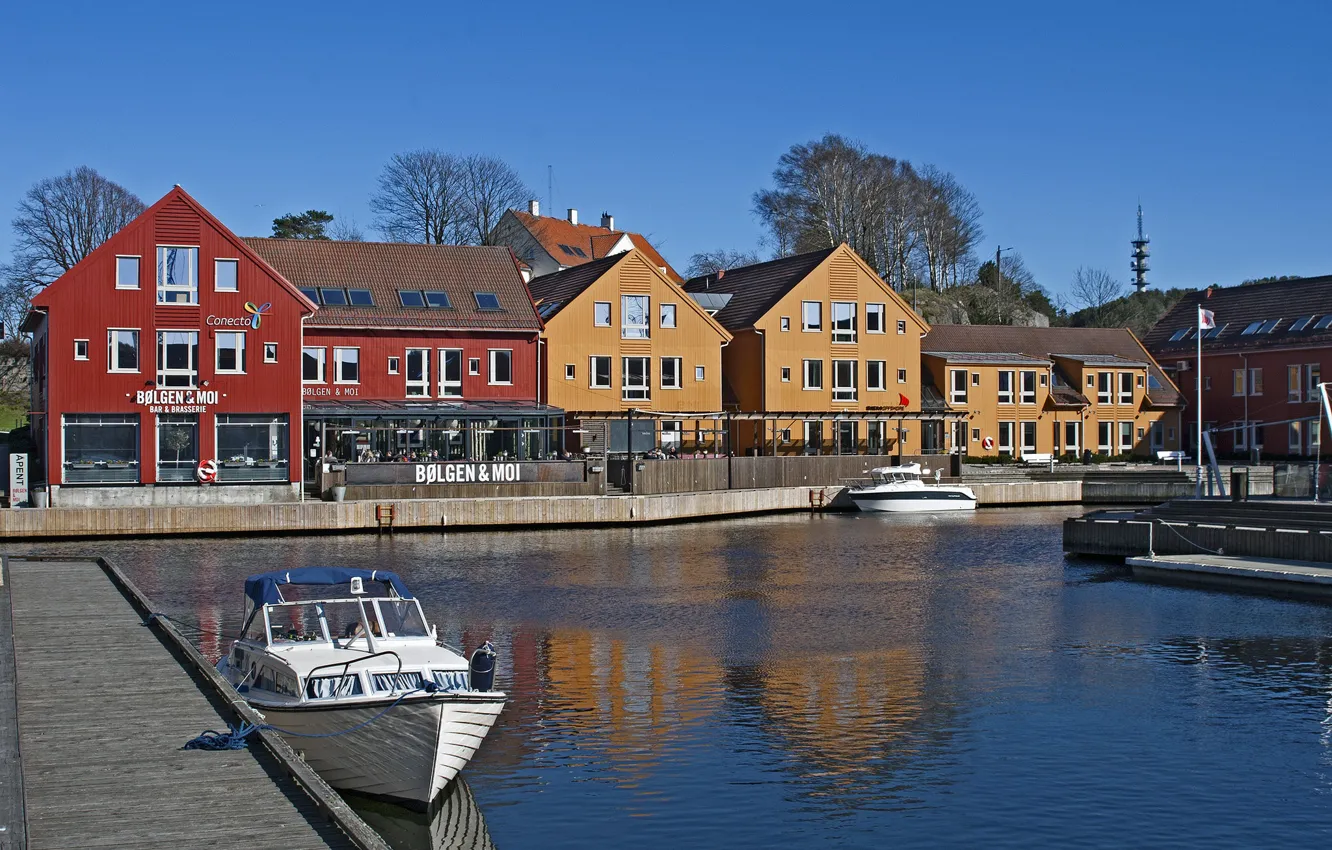 Фото обои пристань, лодки, Норвегия, Kristiansand