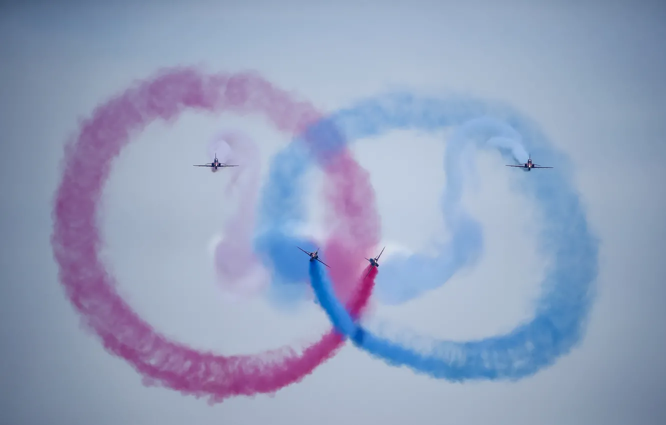 Фото обои Red Arrows, Symmetry, Tanagra Air base