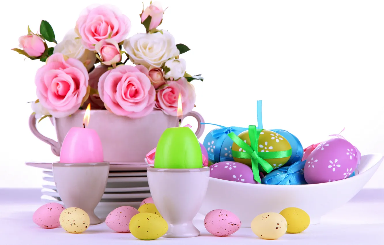 Фото обои розы, яйца, пасха, pink, flowers, eggs, easter, roses