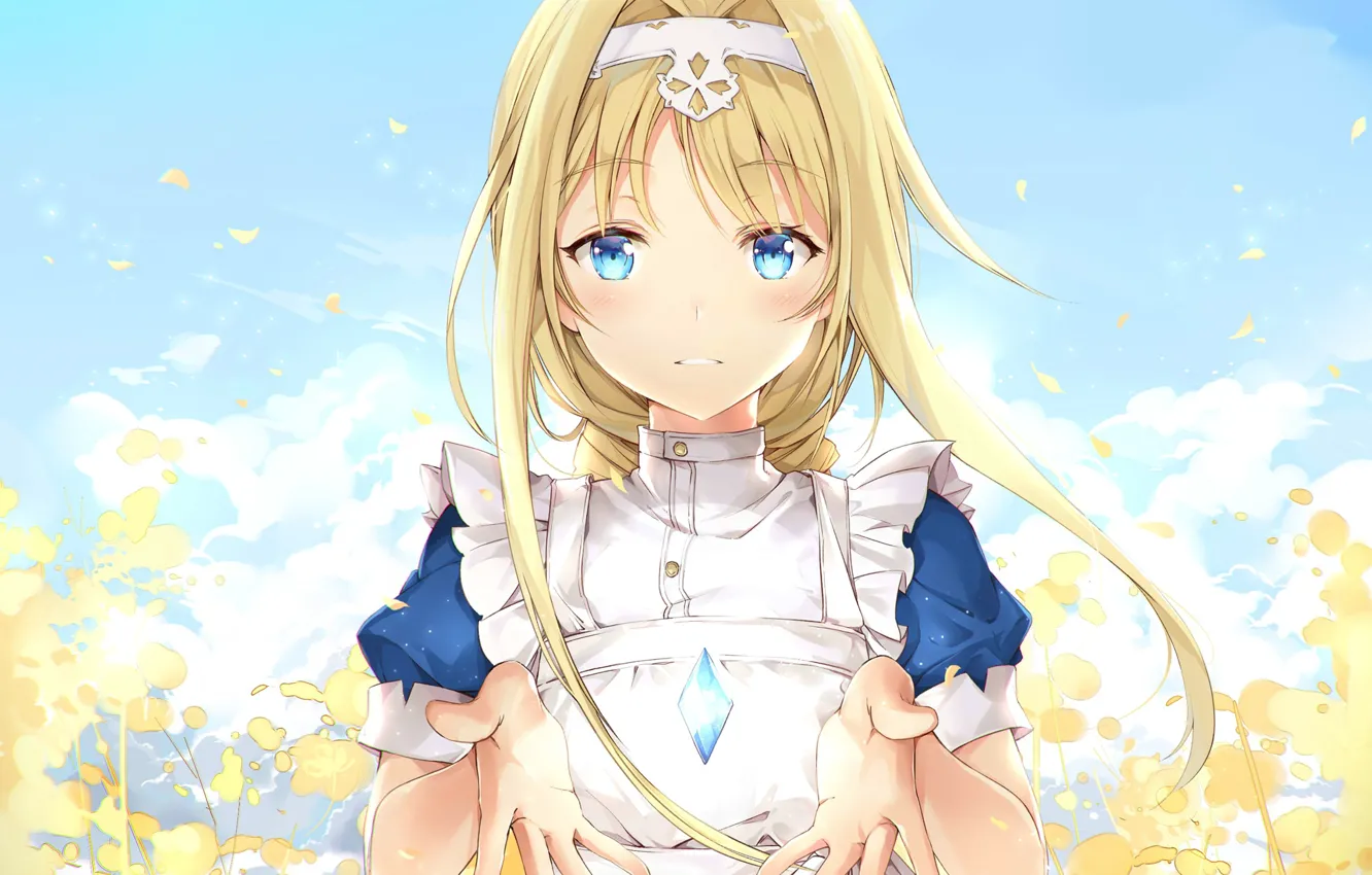 Фото обои Цветы, Девушка, Лепестки, Мастера меча онлайн, Sword Art Online, Кристалл