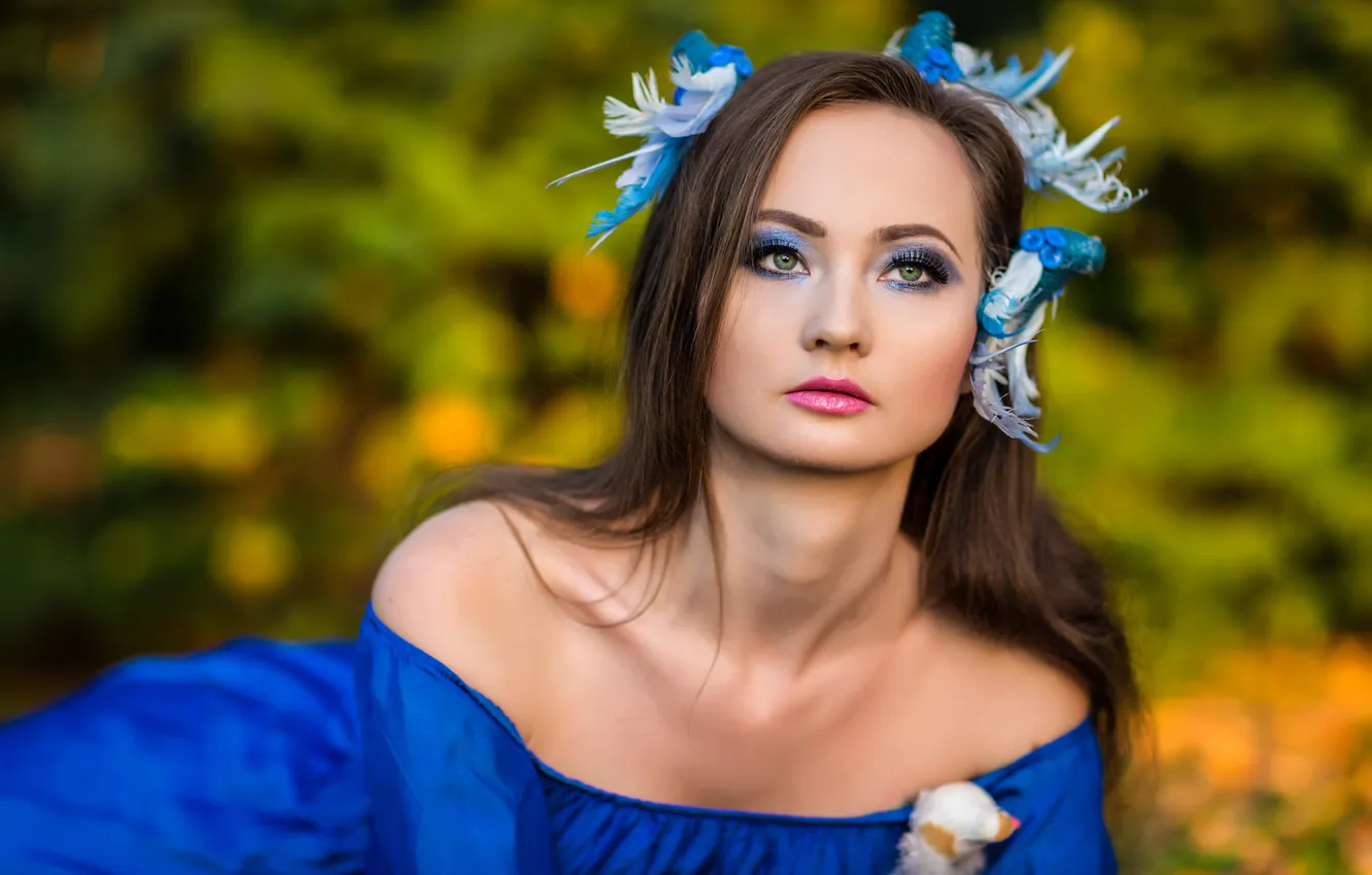 Фото обои портрет, макияж, фотосессия, в синем, Андрей Макаренко