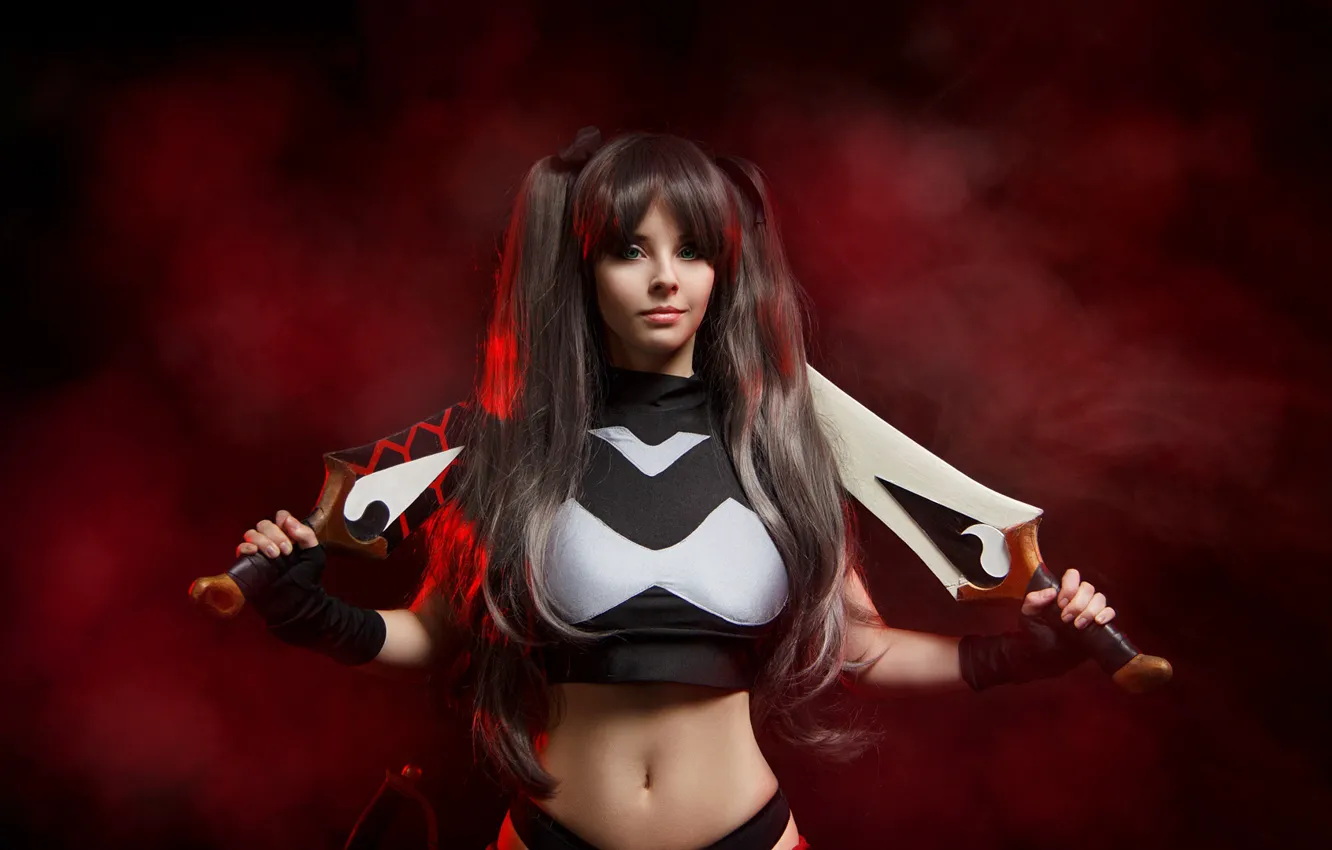 Фото обои girl, sexy, long hair, fate stay night, beautiful, pretty, cosplay, brunette