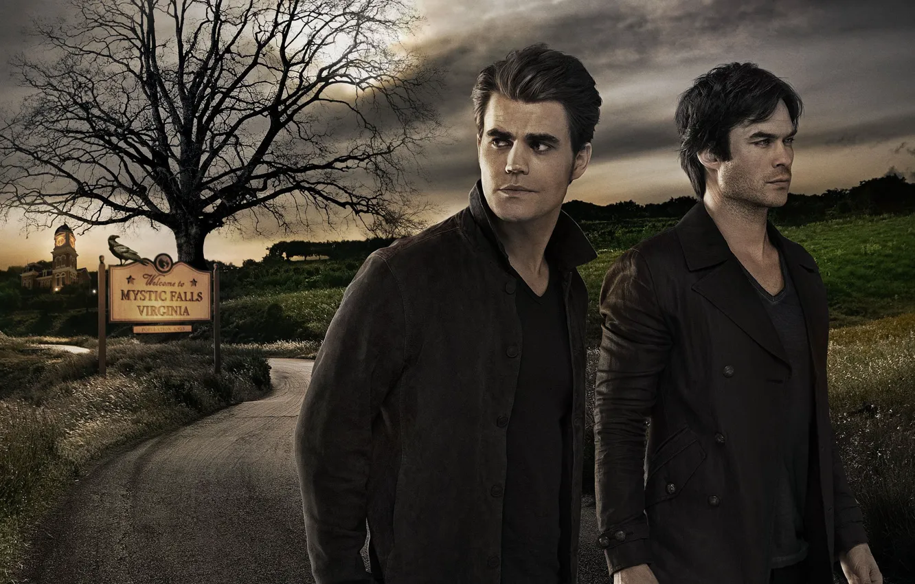Фото обои City, House, The Vampire Diaries, Darkness, Tree, Palace, Men, Ian Somerhalder