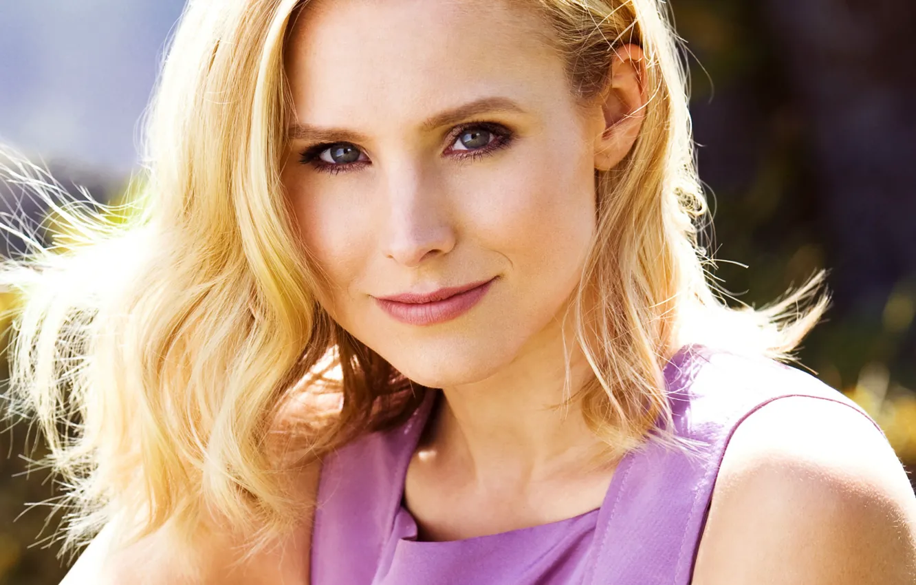 Фото обои солнце, портрет, макияж, актриса, прическа, блондинка, Кристен Белл, Kristen Bell