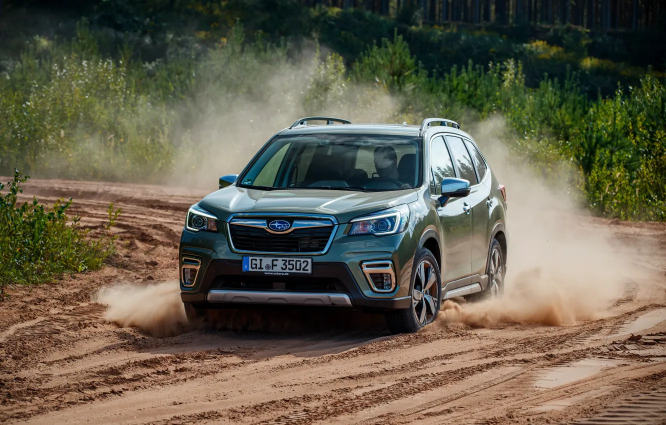 Фото обои песок, пыль, Subaru, кроссовер, Forester, 2019