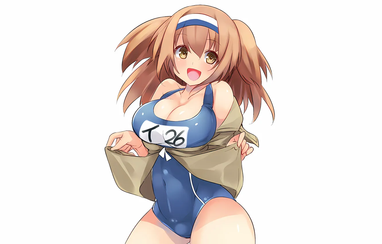Фото обои girl, sexy, cleavage, long hair, boobs, anime, beautiful, pretty