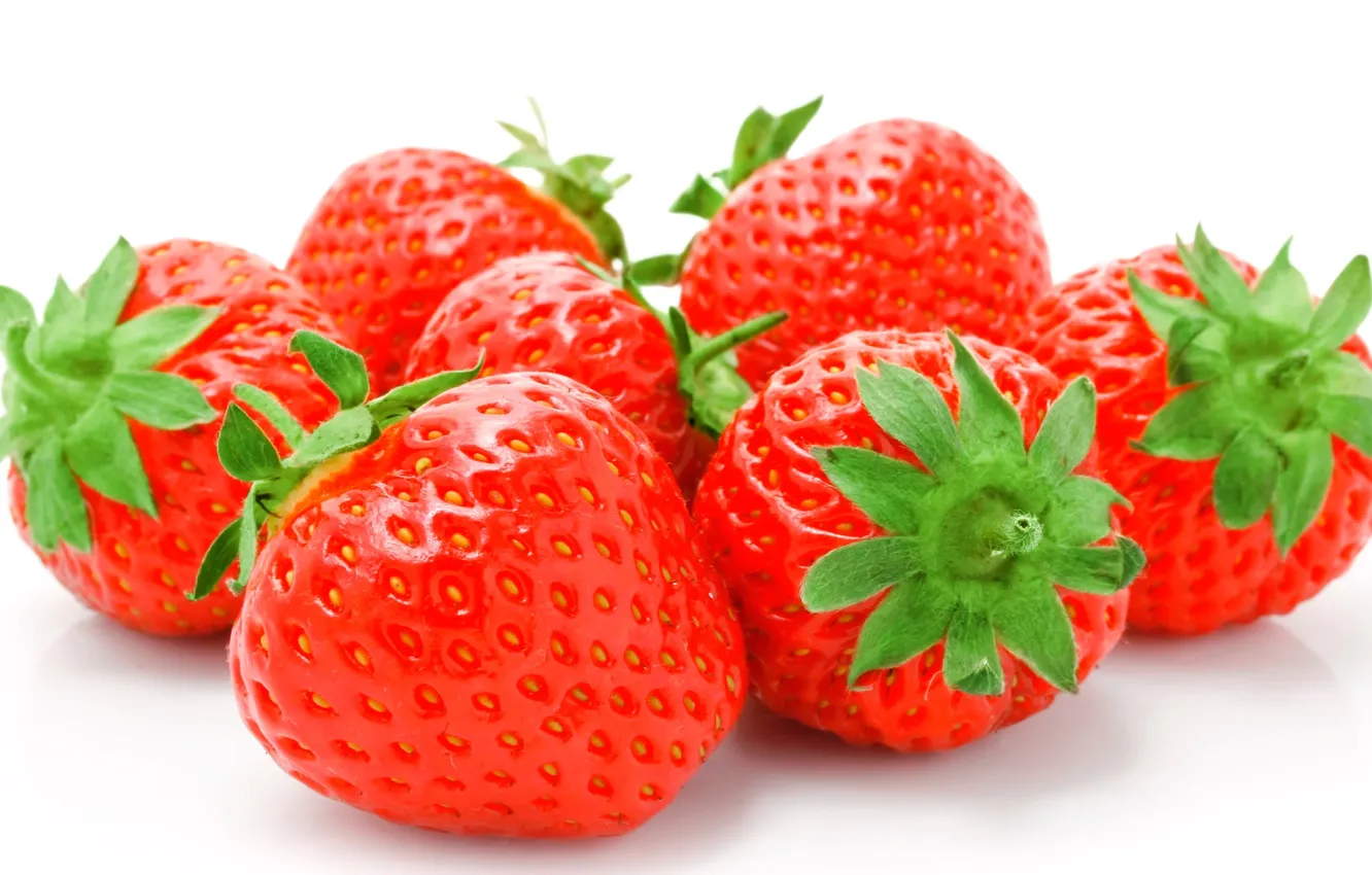 Фото обои клубника, ягода, белый фон, strawberry