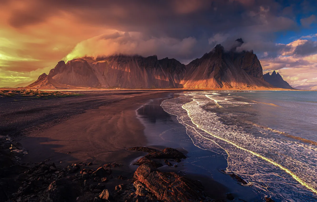 Фото обои Пляж, Облако, Побережье, Исландия, Coast, Beach, Iceland, Cloud
