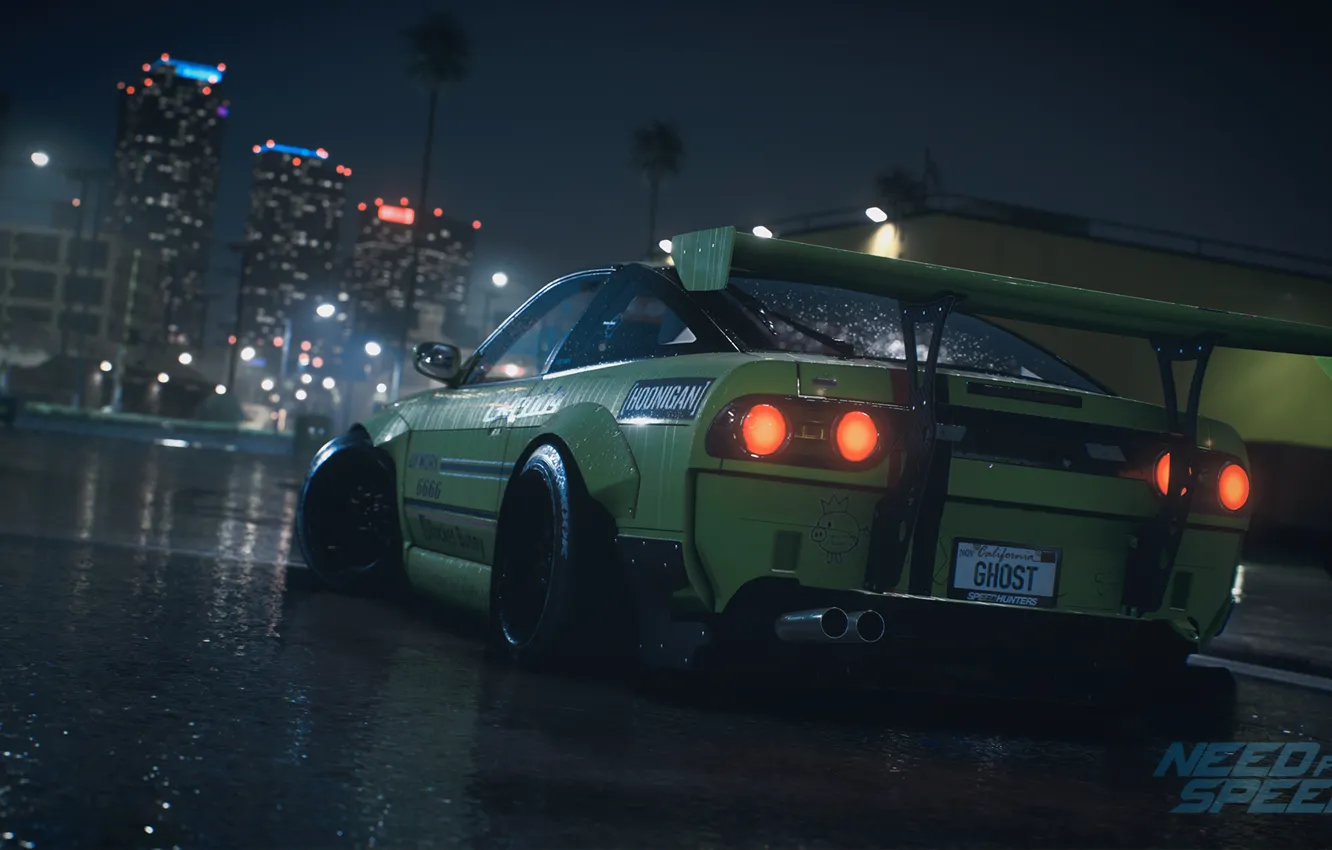 Фото обои green, тюнинг, Nissan, спойлер, Electronic Arts, 240SX, Need For Speed 2015