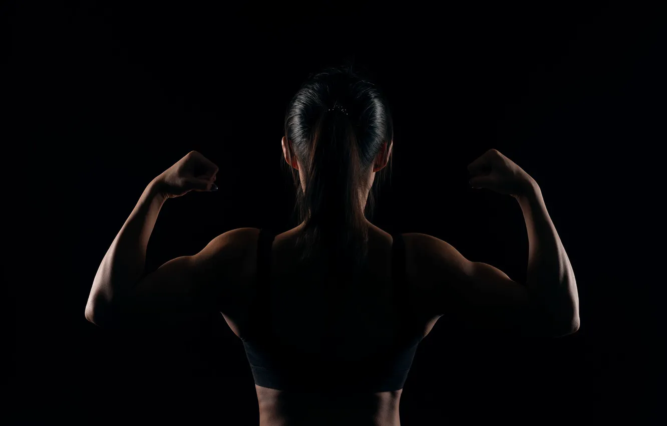 Фото обои девушка, фон, сила
