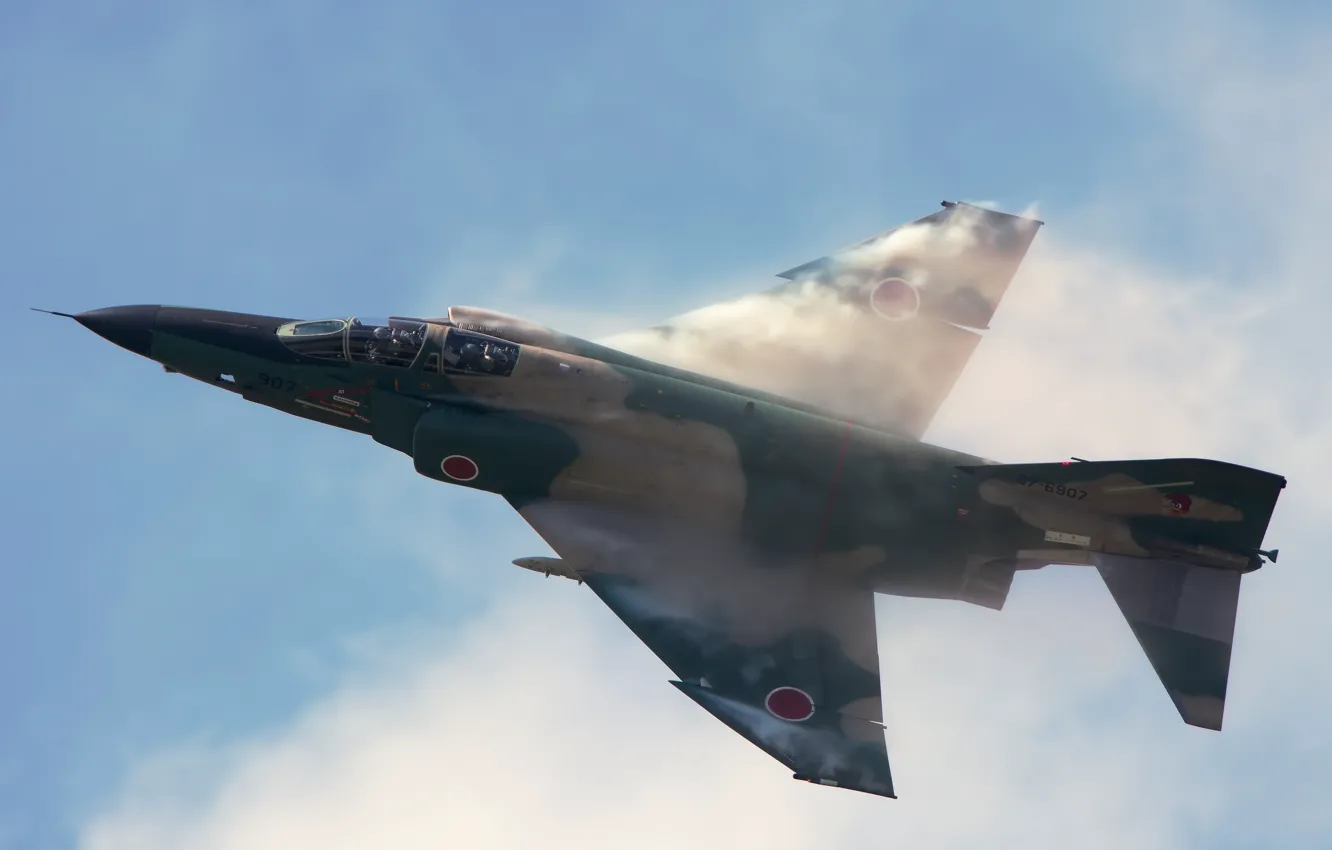 Фото обои Япония, Japan, F-4 Phantom II, Воздушные силы самообороны Японии, Эффект Прандтля — Глоерта, Mitsubishi Heavy …