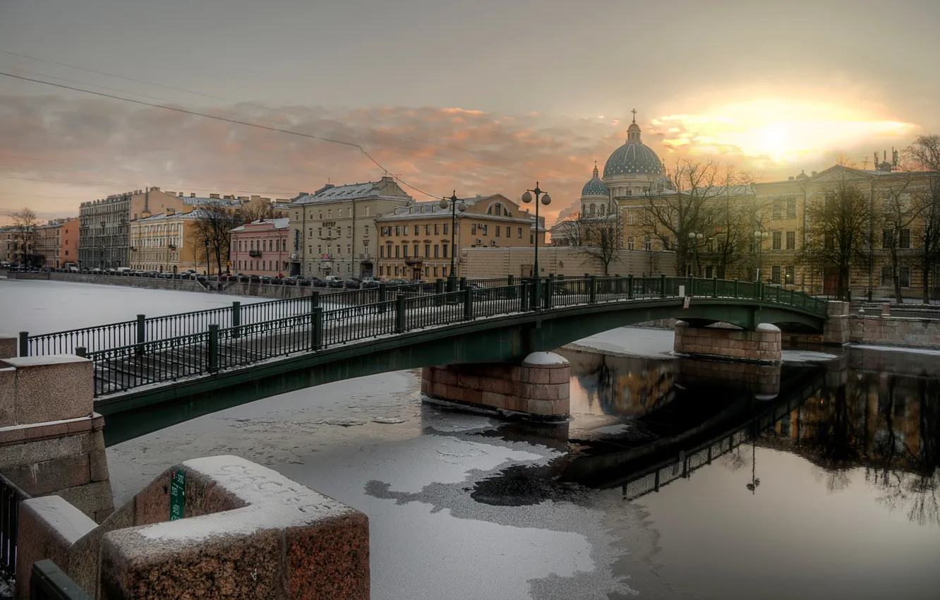 Фото обои зима, Санкт-Петербург, фонтанка