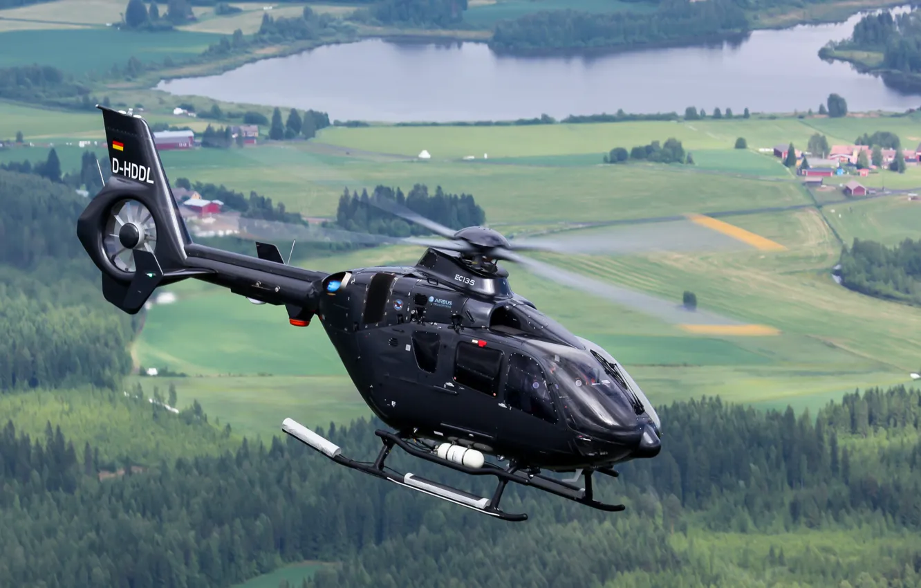 Фото обои полет, ландшафт, вертолет, EC135