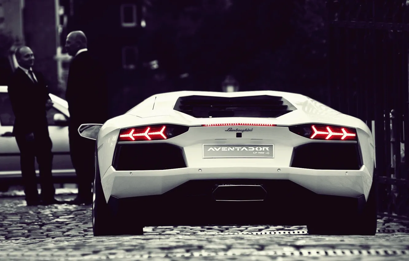 Фото обои Lamborghini, Lambo, White, Street, Aventador, LP 700-4