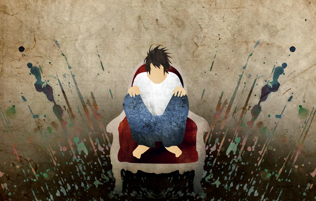 Фото обои минимализм, Death Note, тетрадь смерти, L Lawliet